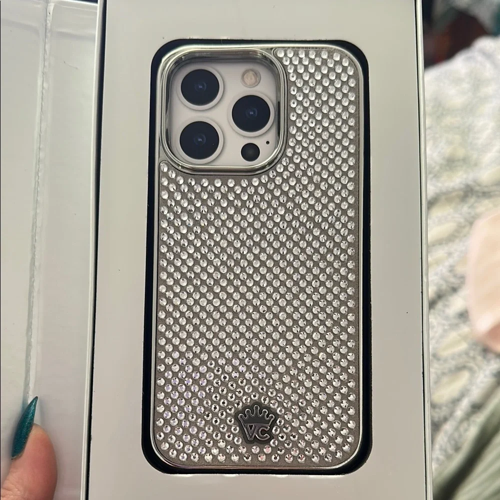 Velvet Caviar Silver Caviar Crystal iPhone 14 Pro Case with Textured Grip